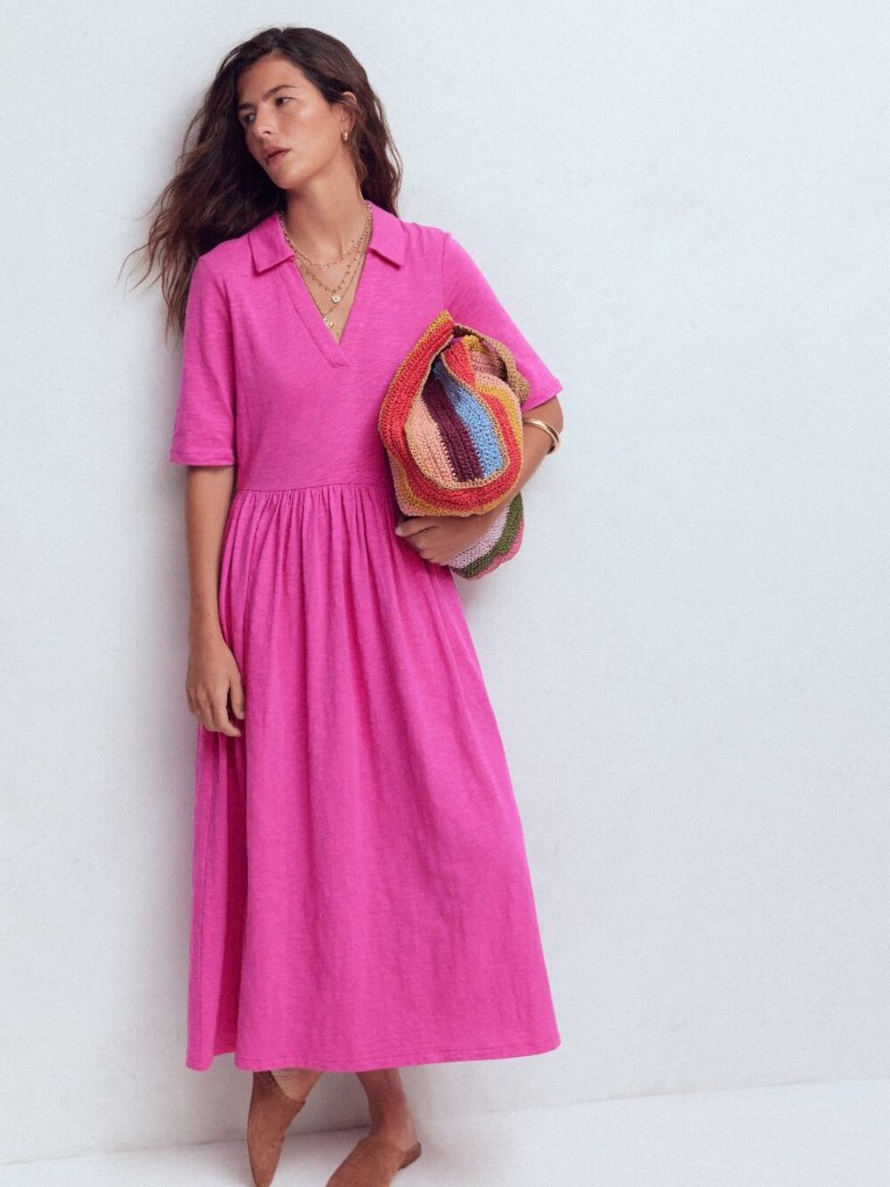 Boden | Aria Collared Jersey Dress in Passion Flower - Size 6R